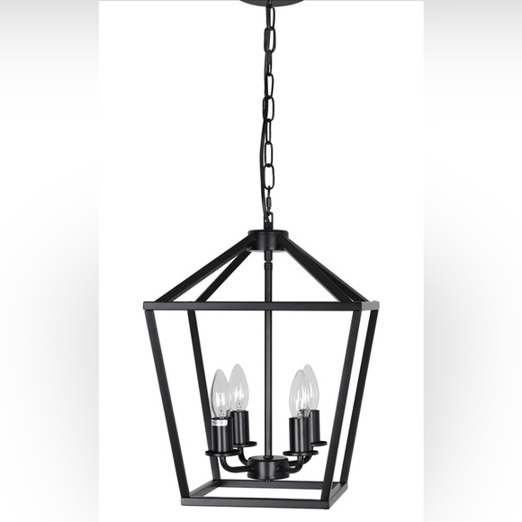 4-Light Lantern Pendant Light, BLACK - Picture 2 of 8
